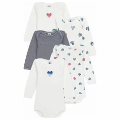 Lot 5 Bodies Cœurs Coton Bio | Blanc