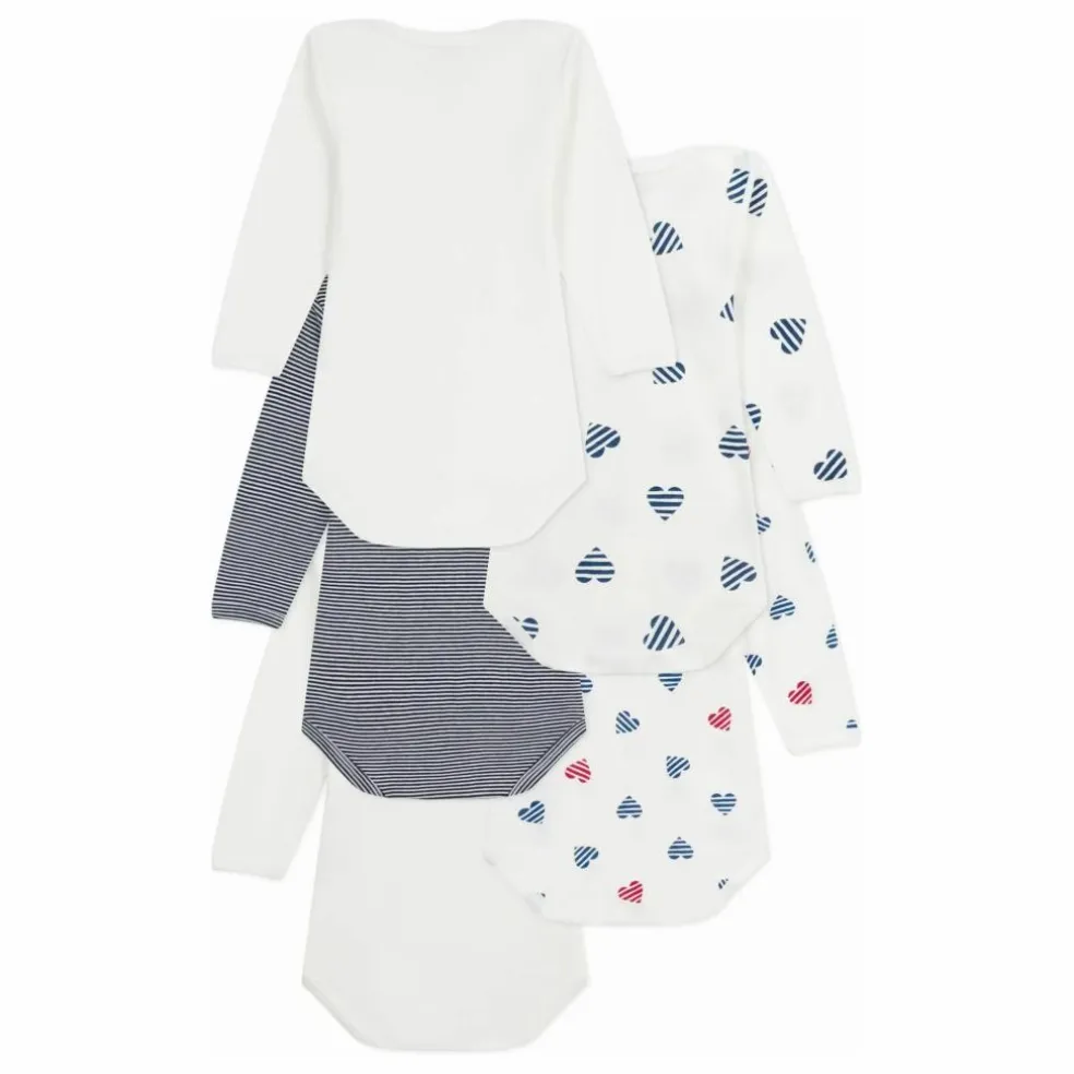 Lot 5 Bodies Cœurs Coton Bio | Blanc