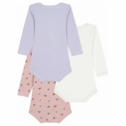 Lot 3 Bodies Fleuris Coton Bio | Mauve