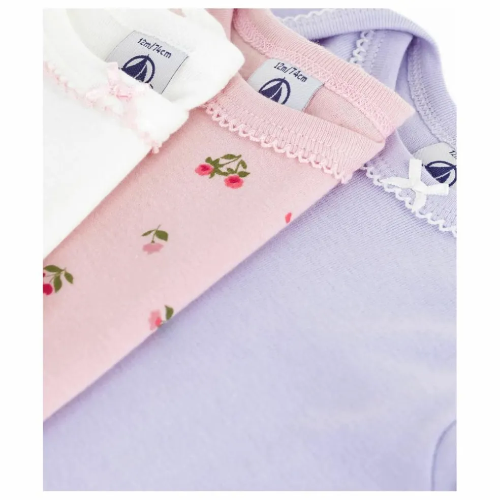 Lot 3 Bodies Fleuris Coton Bio | Mauve