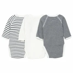 Lot 3 Bodies Marinière Croisés Coton Bio | Blanc