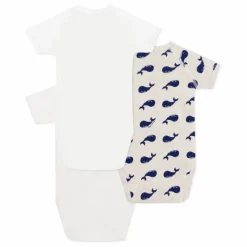 Lot 3 Bodies Naissance Baleines Coton Bio | Ecru