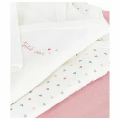 Lot 3 Bodies Petit Cœur Coton Bio | Ecru