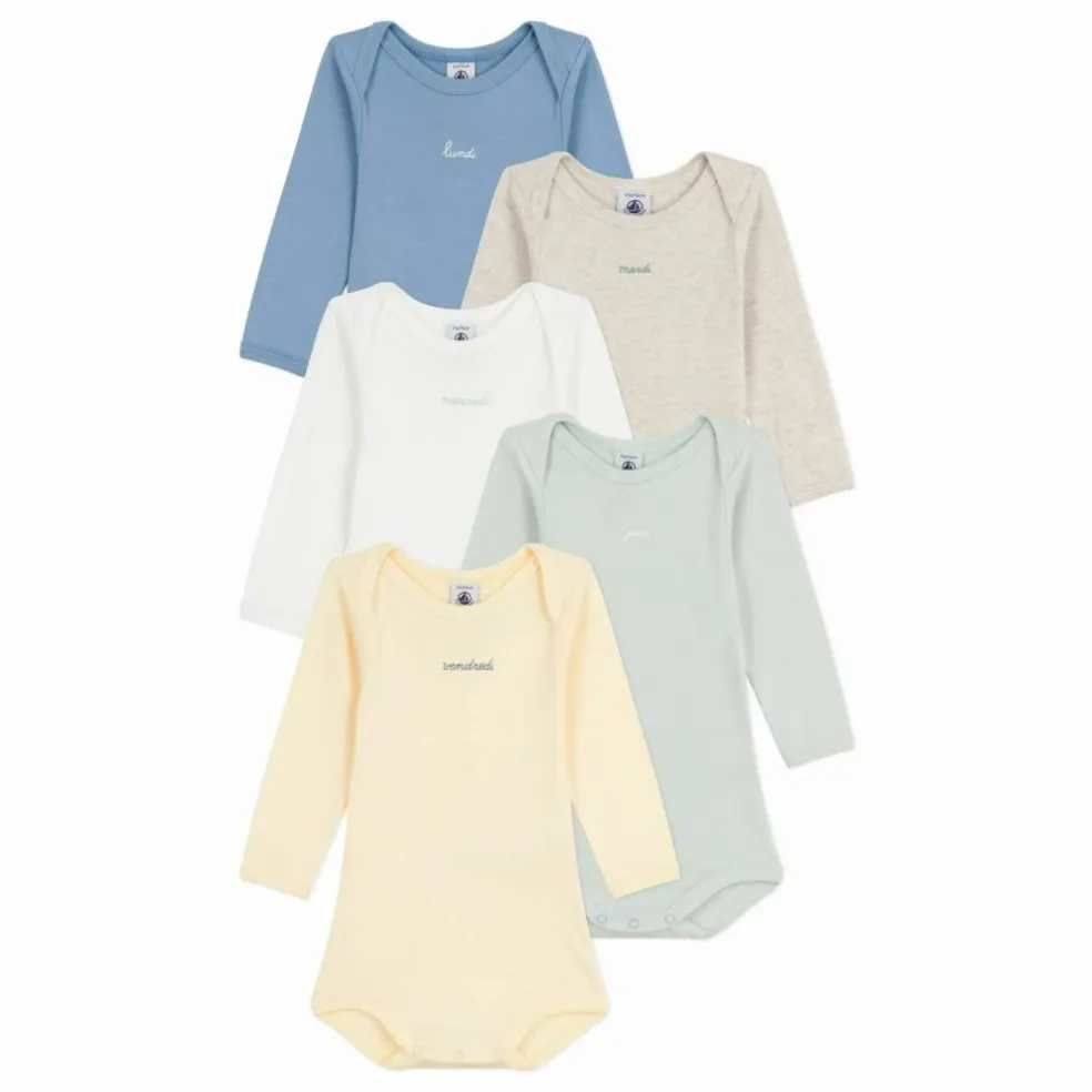 Lot 5 Bodies Semainier Coton Bio | Jaune