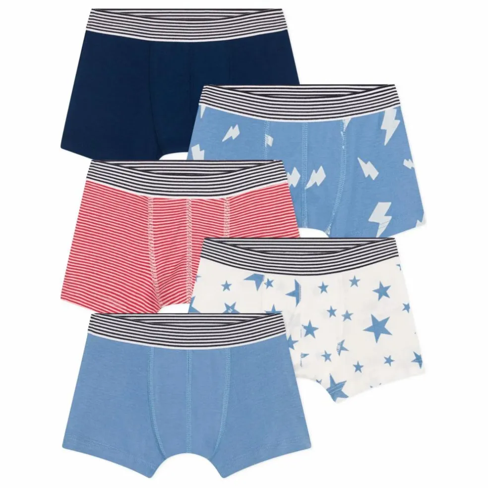 Lot 5 Boxers Flash Coton Bio | Bleu