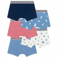 Lot 5 Boxers Flash Coton Bio | Bleu