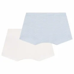 Lot 2 Boxers Rayés Coton Bio | Bleu ciel