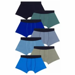 Lot 7 Boxers Unis Coton Bio | Bleu