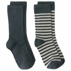 Lot 2 Chaussettes Côtelées | Bleu gris