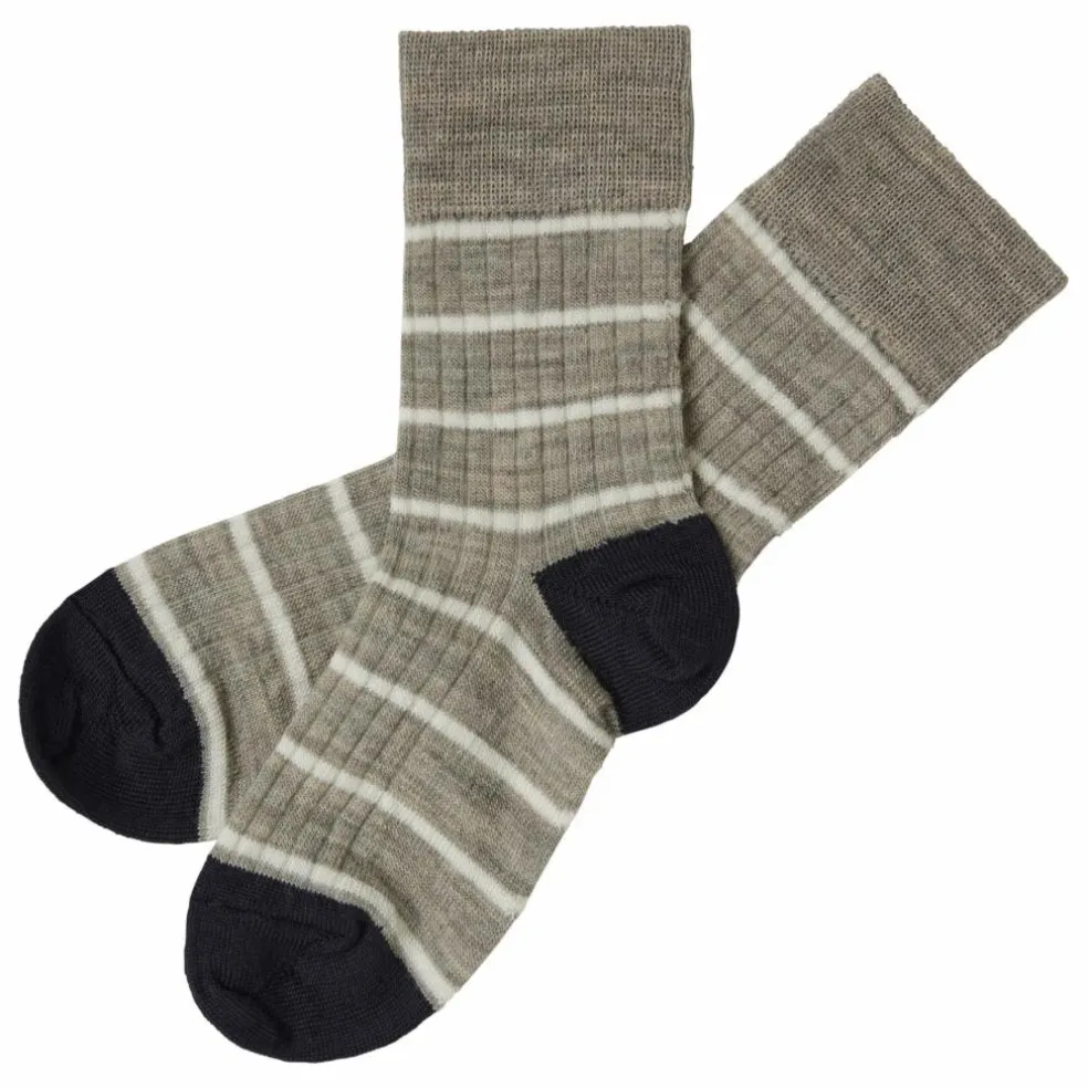 Lot 2 Chaussettes Rayure Fine Laine | Noisette