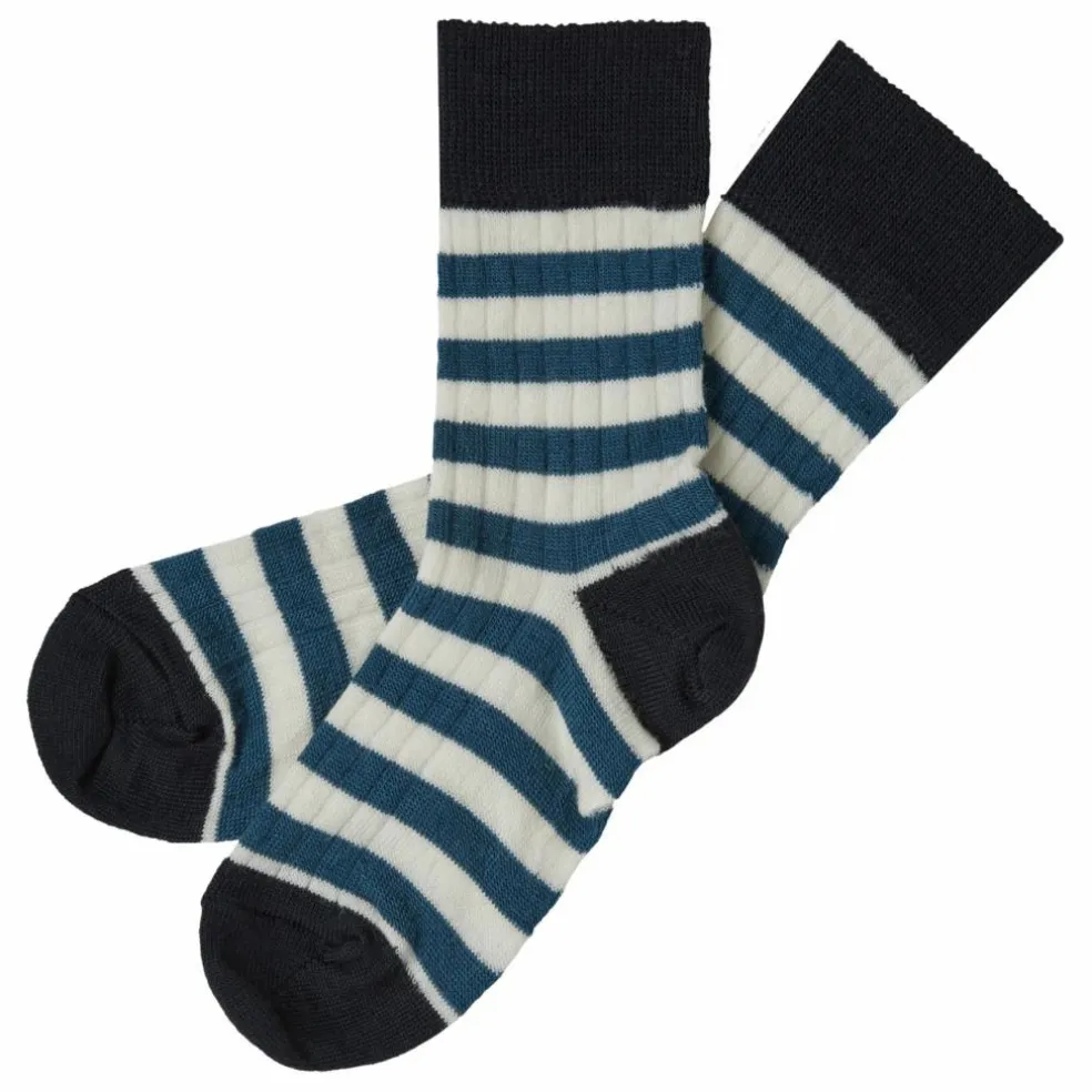 Lot 2 Chaussettes Rayures Laine | Bleu