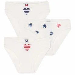 Lot 3 Culottes Cœur Rayé Coton Bio | Ecru