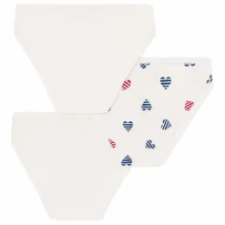 Lot 3 Culottes Cœur Rayé Coton Bio | Ecru