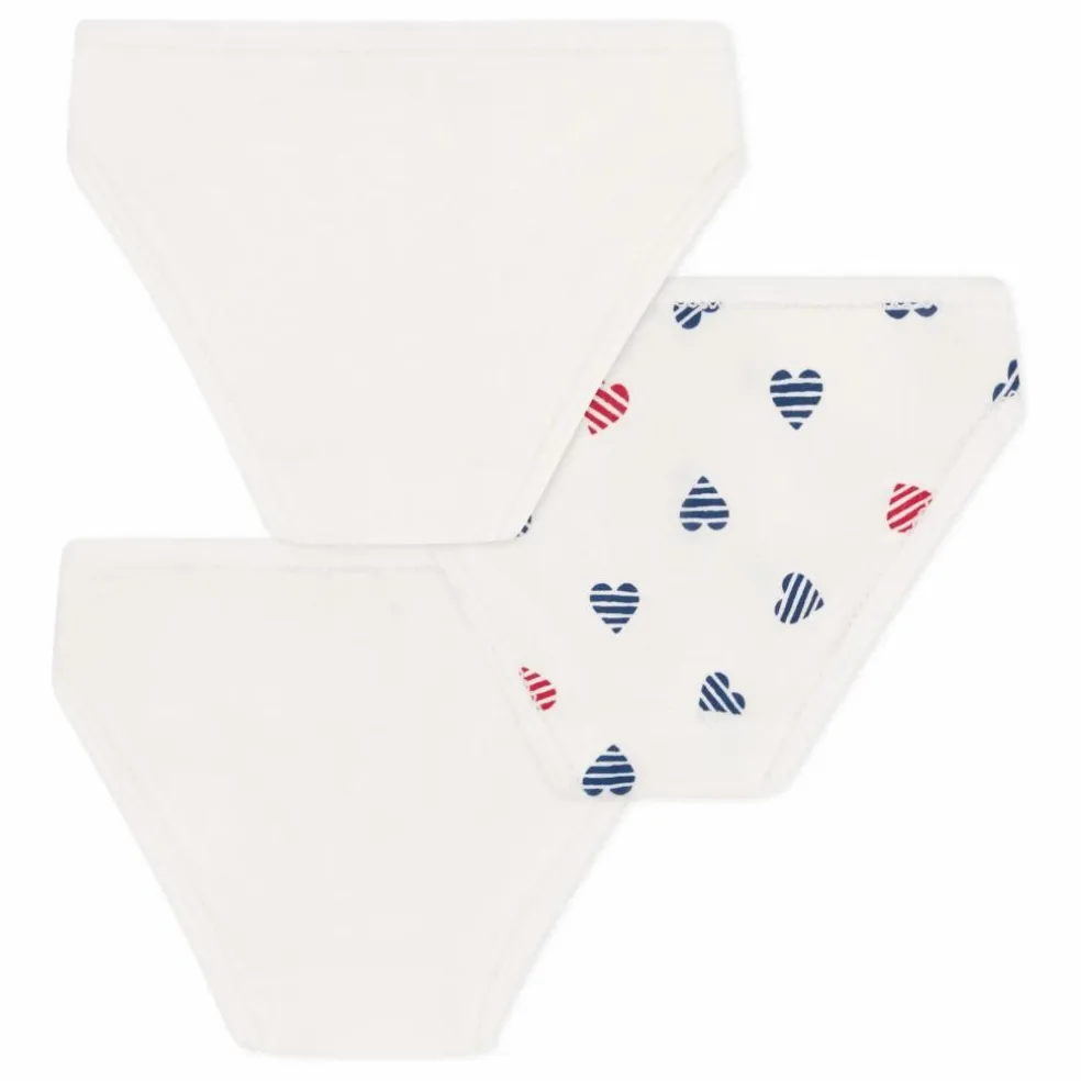 Lot 3 Culottes Cœur Rayé Coton Bio | Ecru