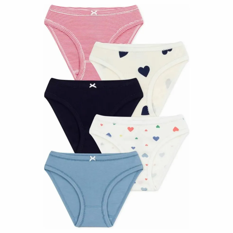 Lot 5 Culottes Cœurs Coton Bio | Blanc