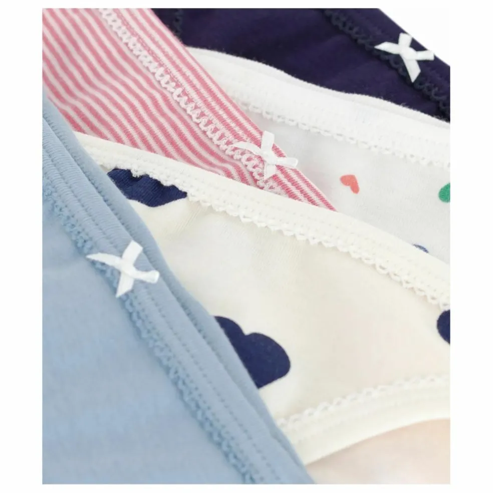 Lot 5 Culottes Cœurs Coton Bio | Blanc