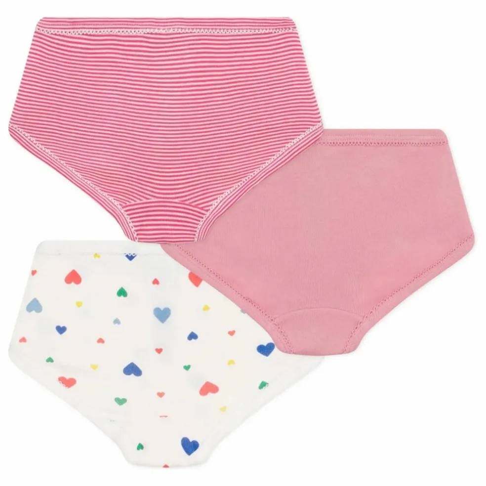 Lot 3 Culottes Cœurs Coton Bio | Rose