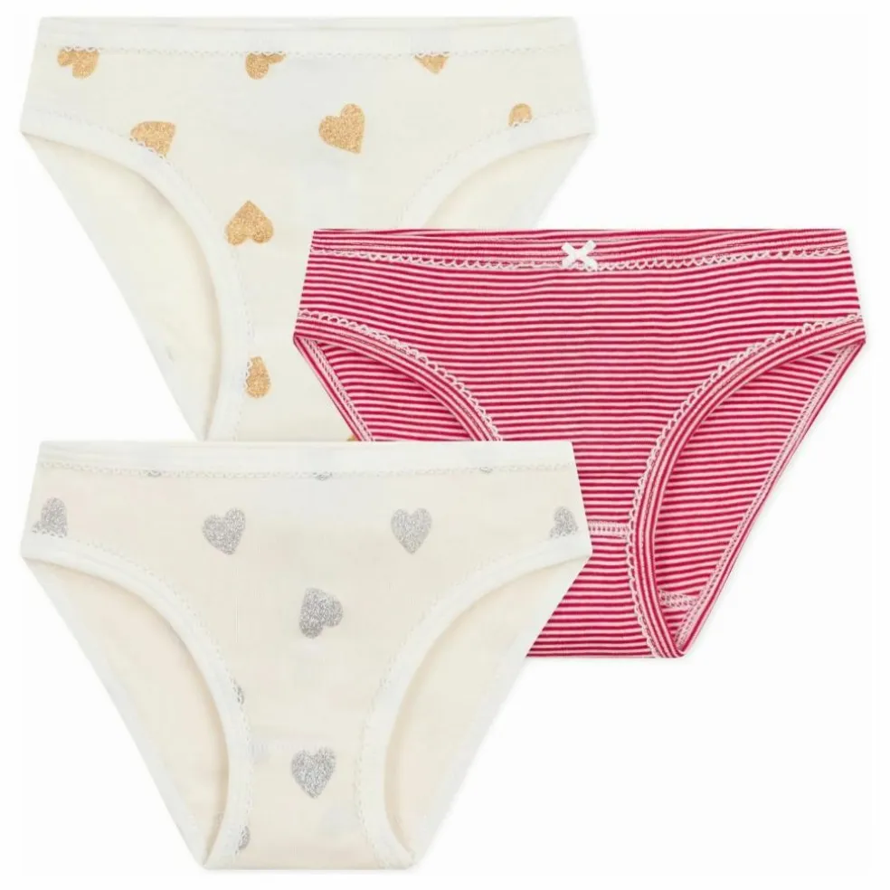 Lot 3 Culottes Cœurs Pailletés | Ecru