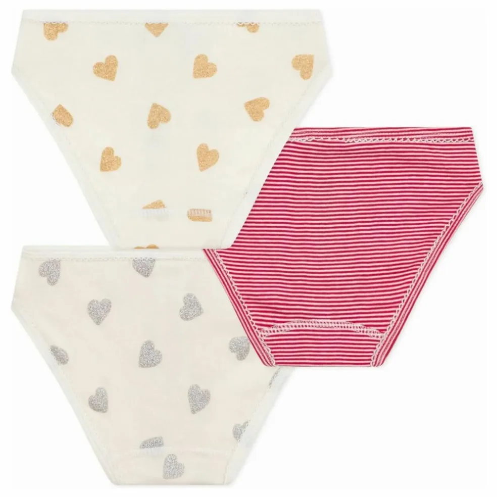 Lot 3 Culottes Cœurs Pailletés | Ecru