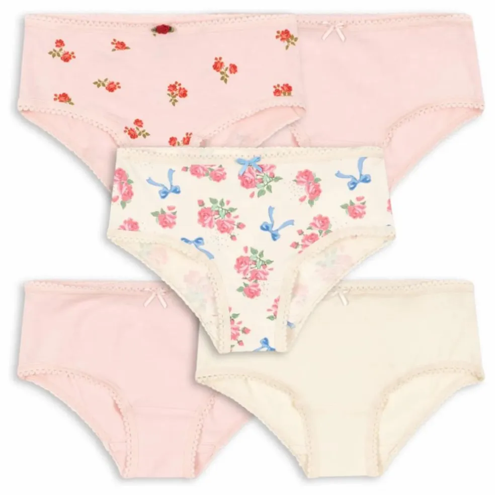 Lot 5 Culottes Fleuries Coton Bio | Rose pâle
