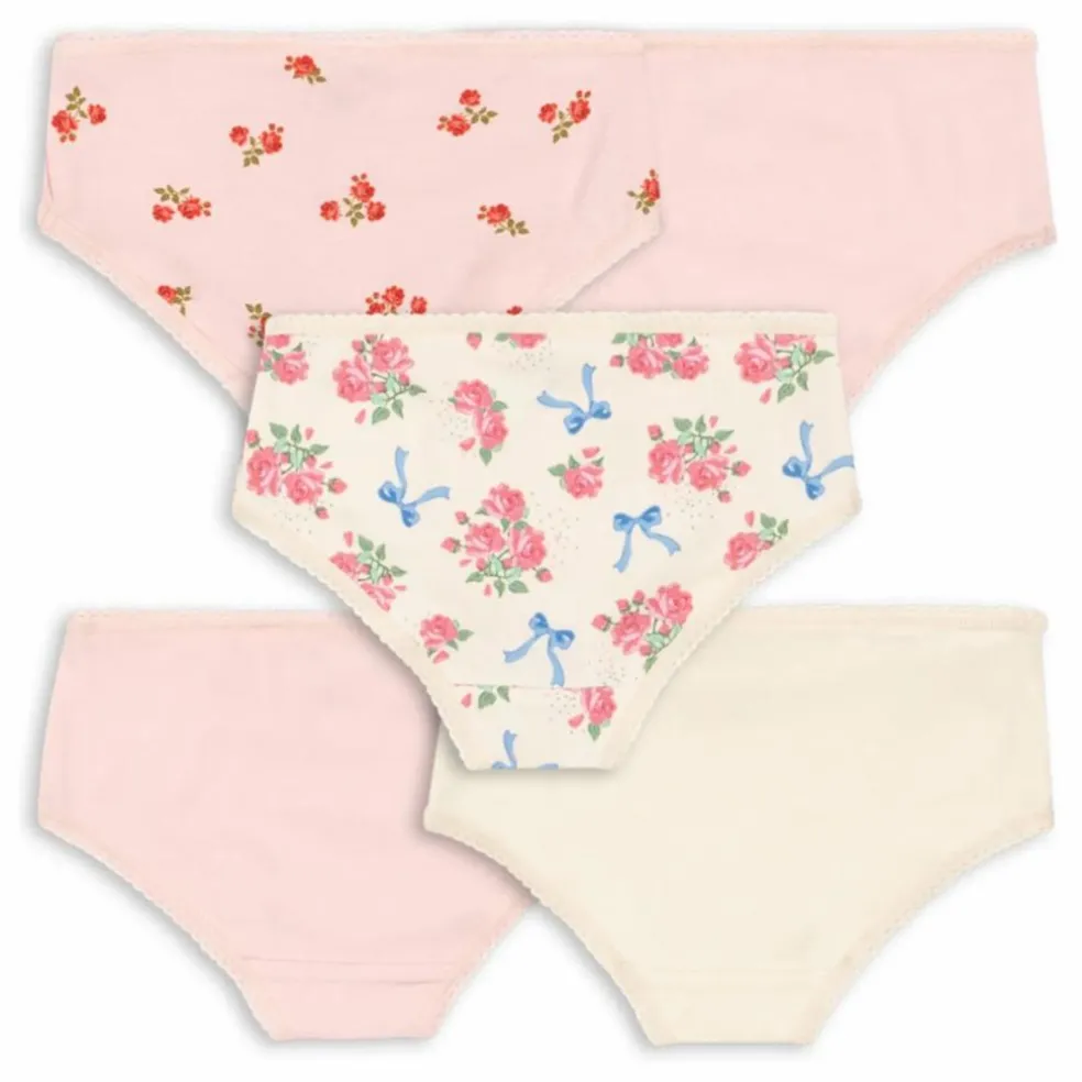 Lot 5 Culottes Fleuries Coton Bio | Rose pâle