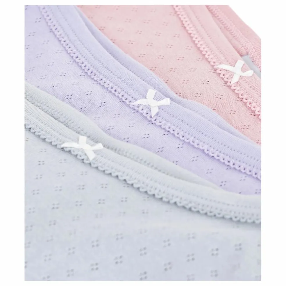 Lot 3 Culottes Pointelle Unies Coton Bio | Rose