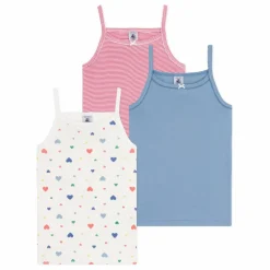Lot 3 Débardeurs Cœurs Coton Bio | Rose