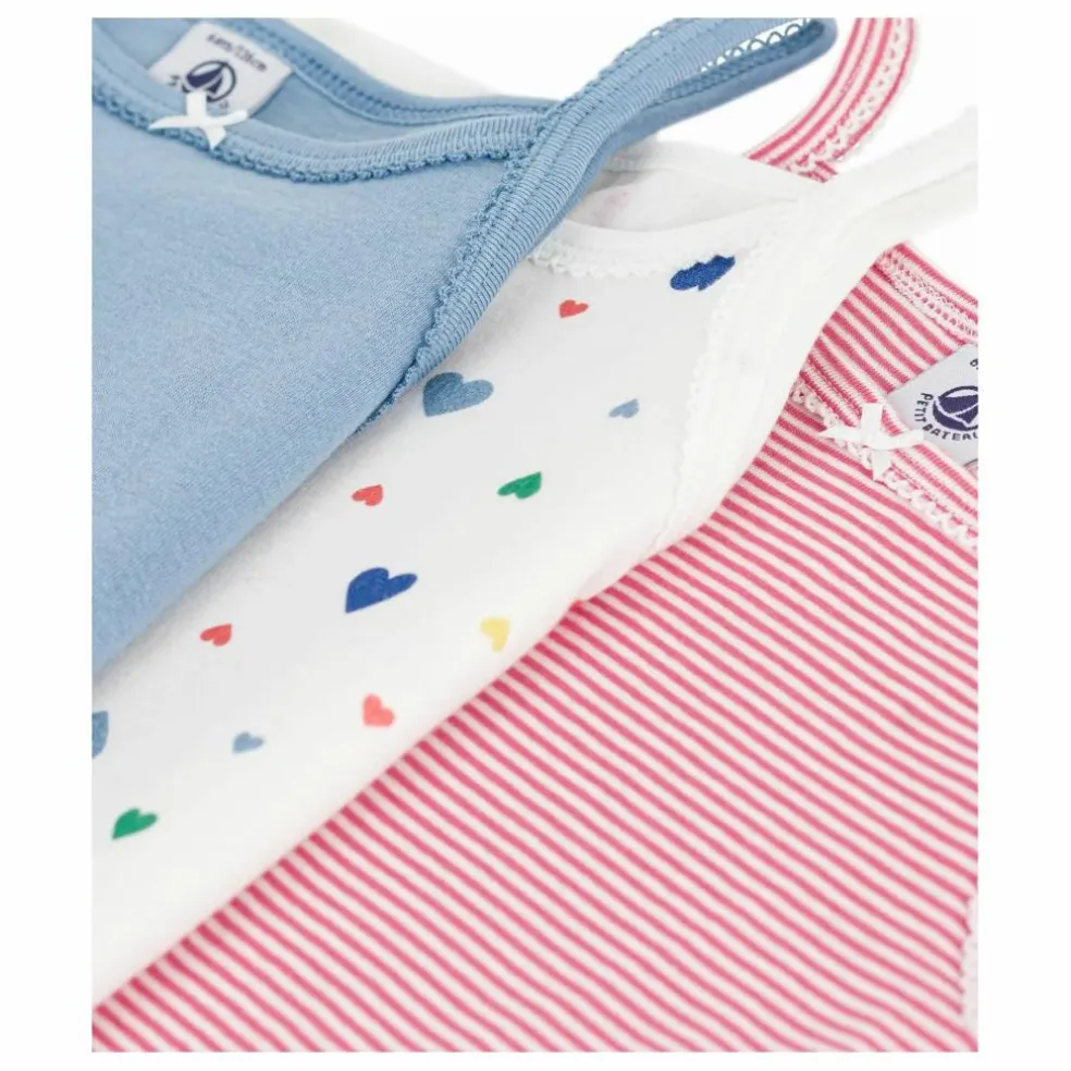 Lot 3 Débardeurs Cœurs Coton Bio | Rose