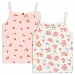 Lot 2 Débardeurs Fleuris Coton Bio | Rose pâle
