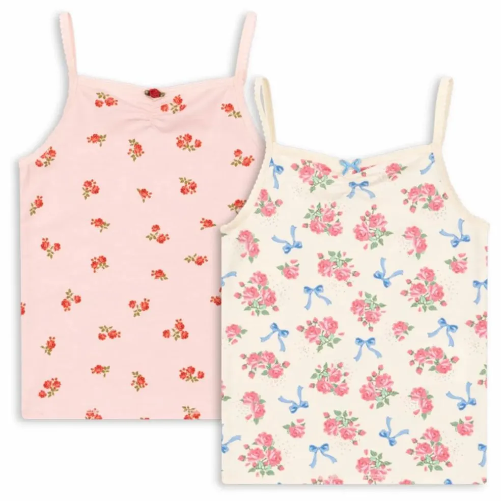Lot 2 Débardeurs Fleuris Coton Bio | Rose pâle