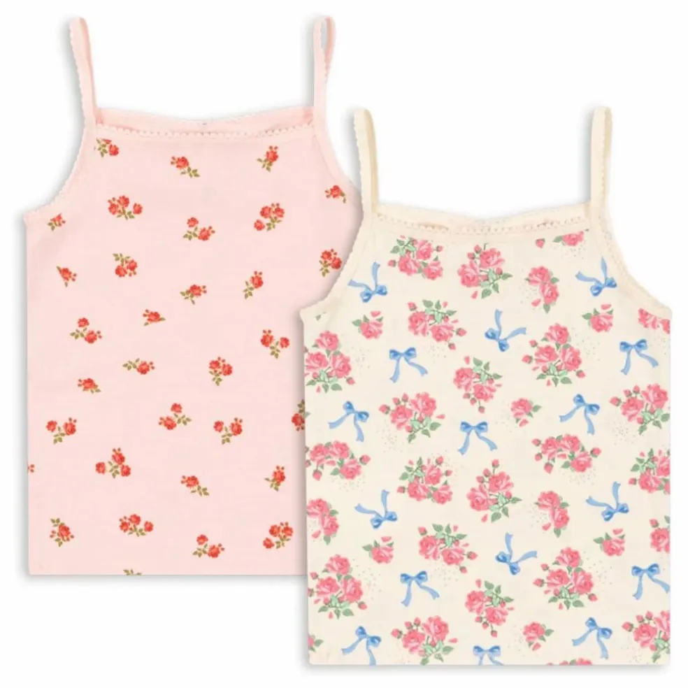 Lot 2 Débardeurs Fleuris Coton Bio | Rose pâle
