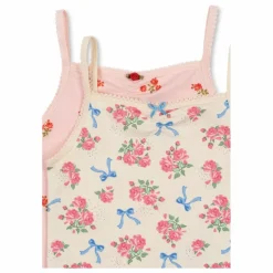 Lot 2 Débardeurs Fleuris Coton Bio | Rose pâle