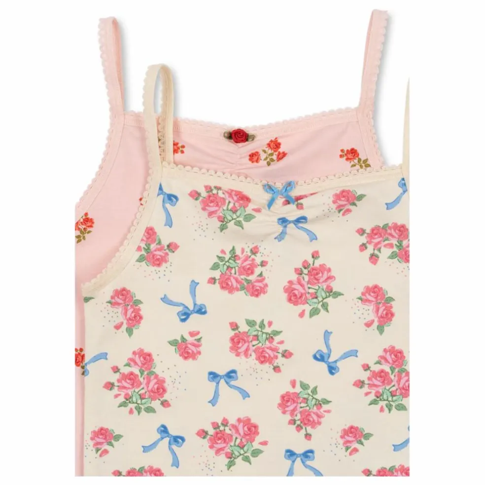 Lot 2 Débardeurs Fleuris Coton Bio | Rose pâle