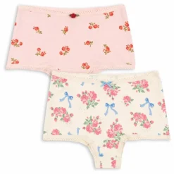 Lot 2 Hipsters Fleuris Coton Bio | Rose pâle