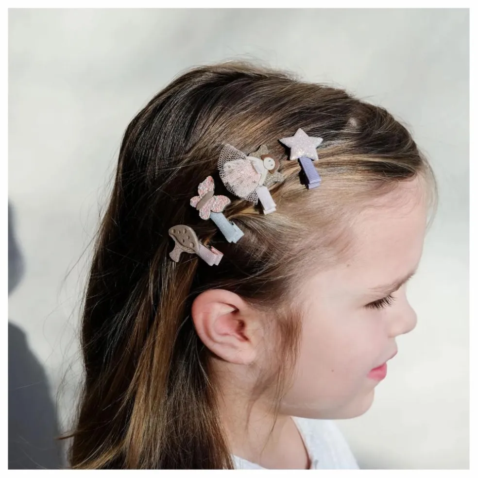 Lot 6 Mini Barrettes Fée | Rose