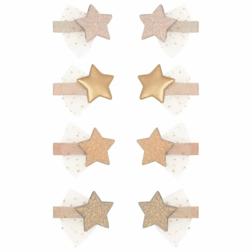 Lot 8 Mini Barrettes Pailletées | Doré