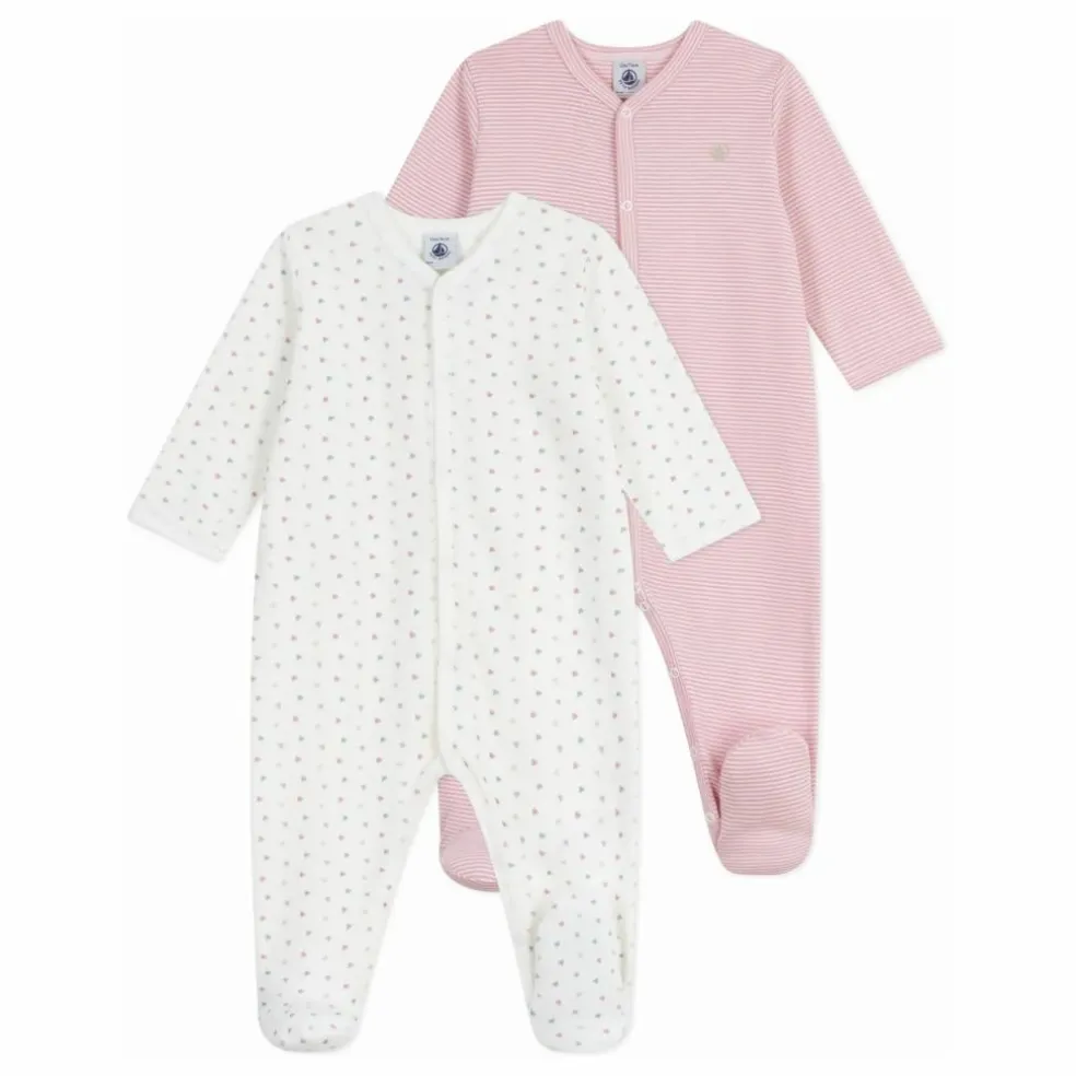 Lot 2 Pyjamas Cœurs Coton Bio | Blanc