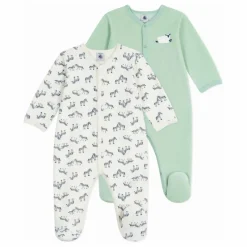 Lot 2 Pyjamas Zèbres Coton Bio | Ecru
