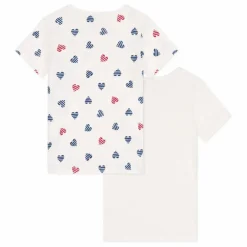Lot 2 T-Shirts Cœur Rayé Coton Bio | Blanc