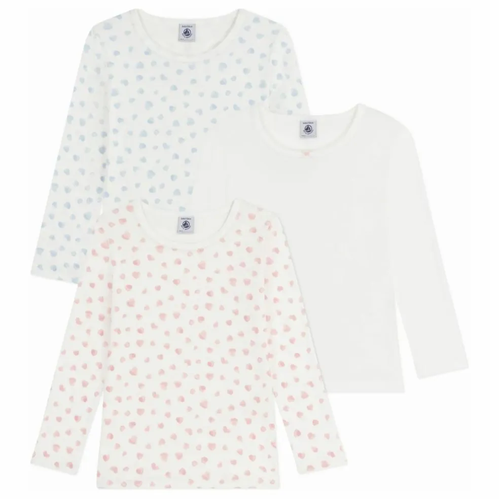 Lot 3 T-shirts Cœurs Coton Bio | Blanc