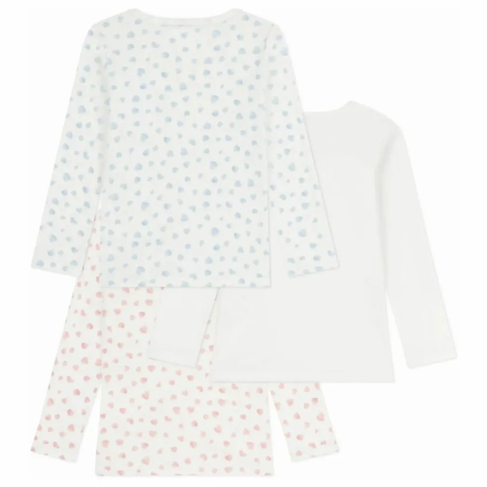 Lot 3 T-shirts Cœurs Coton Bio | Blanc