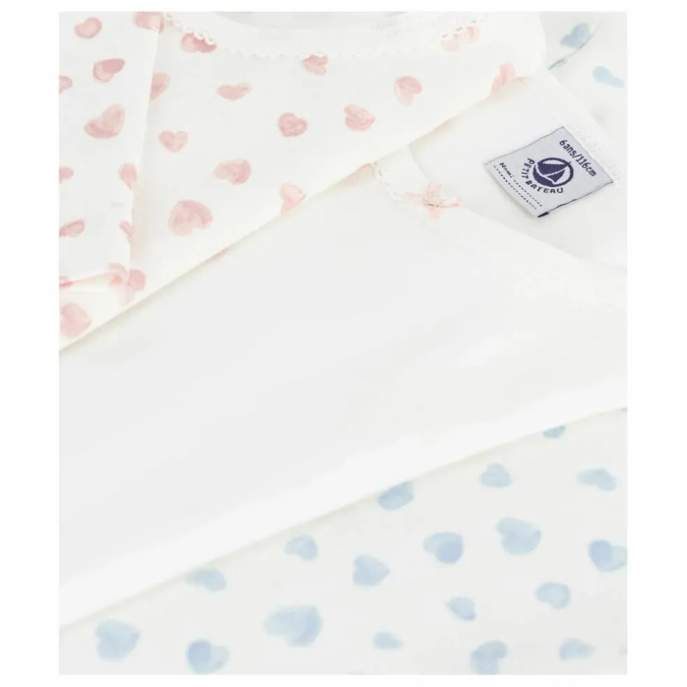 Lot 3 T-shirts Cœurs Coton Bio | Blanc