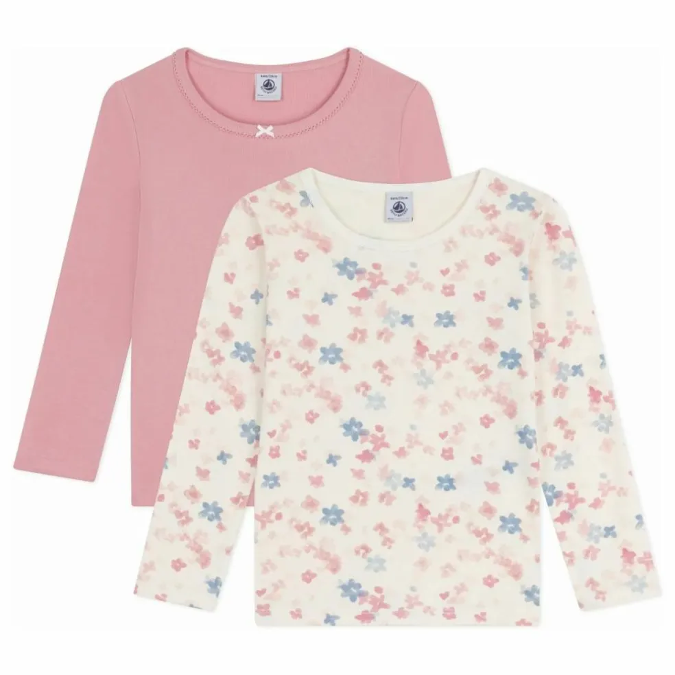 Lot 2 T-shirts Fleuris Coton Bio | Rose