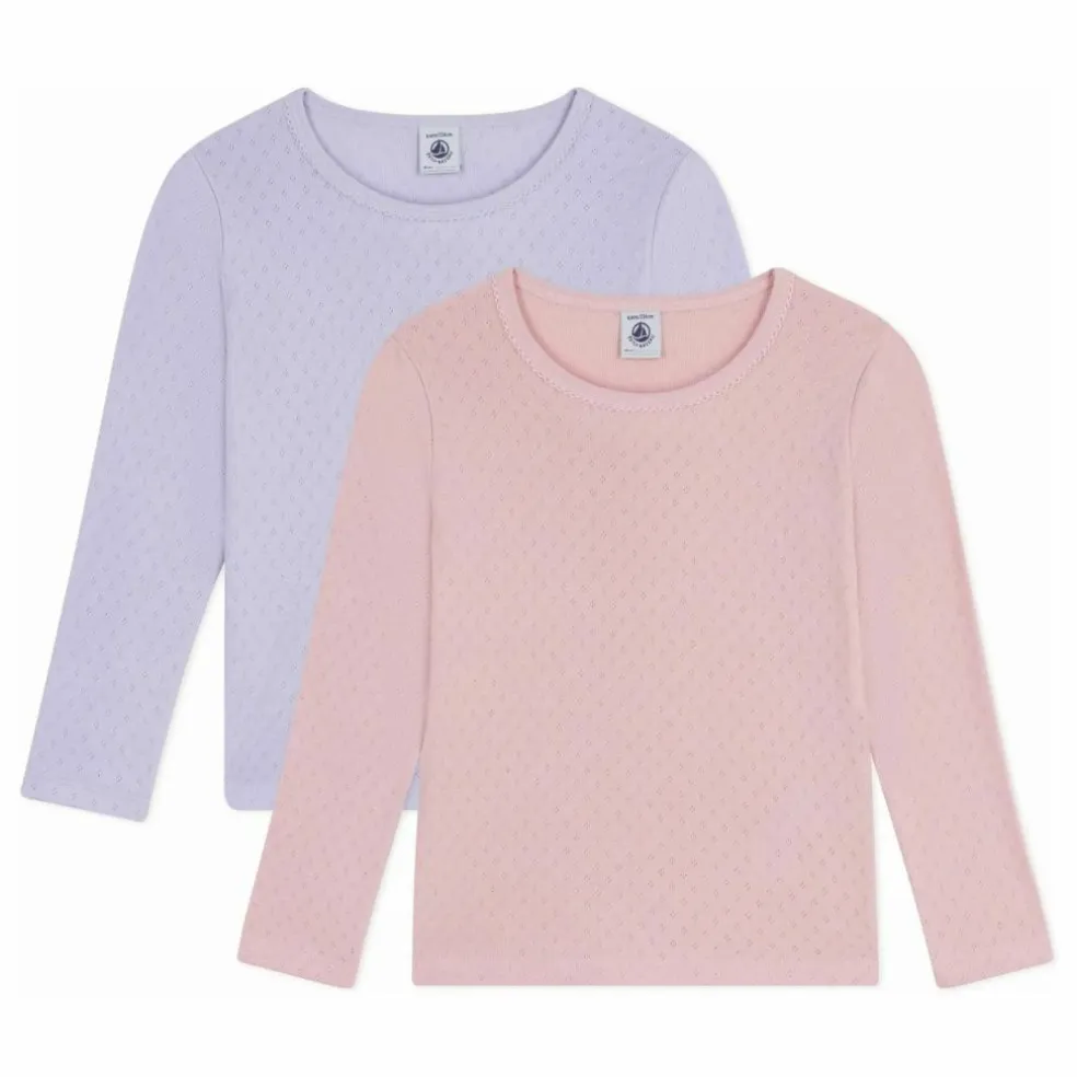Lot 2 T-shirts Pointelle Coton Bio | Rose