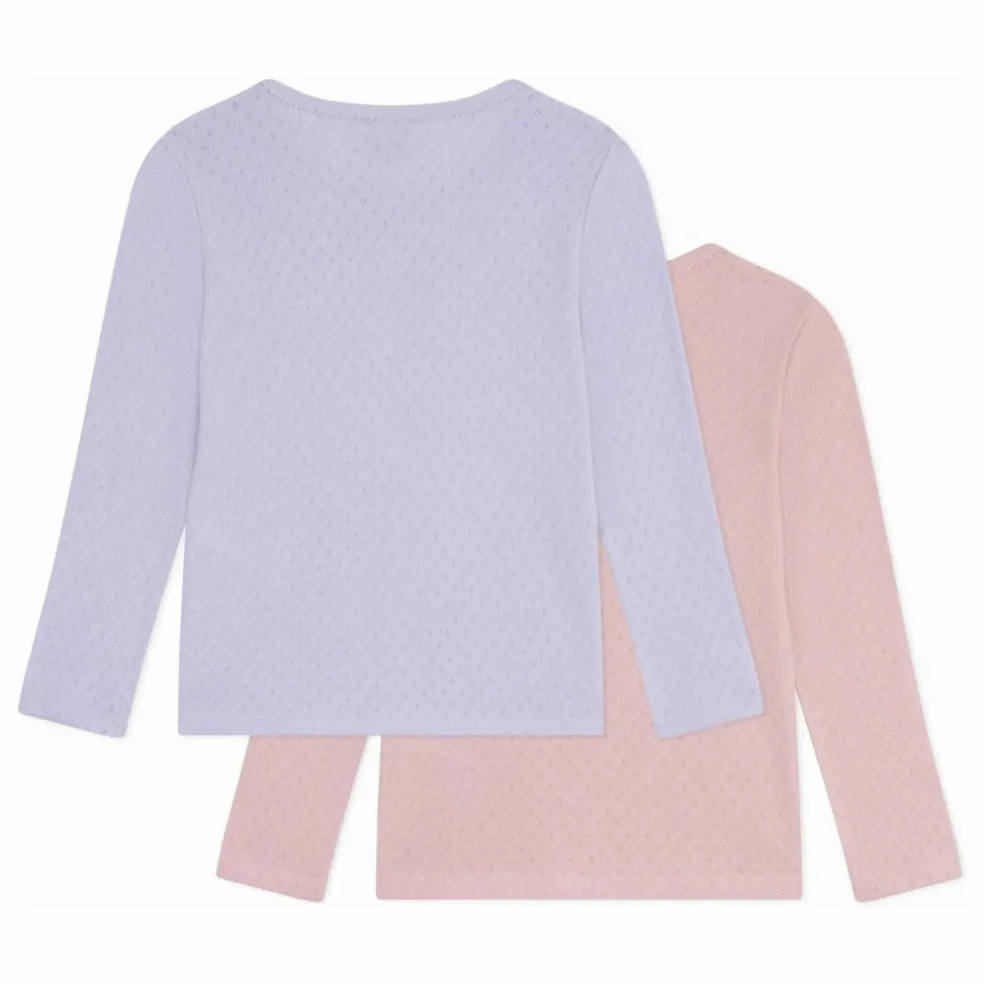 Lot 2 T-shirts Pointelle Coton Bio | Rose