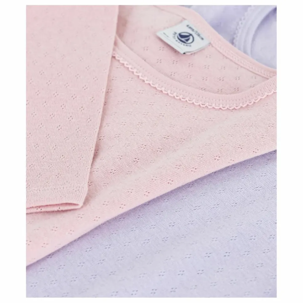Lot 2 T-shirts Pointelle Coton Bio | Rose