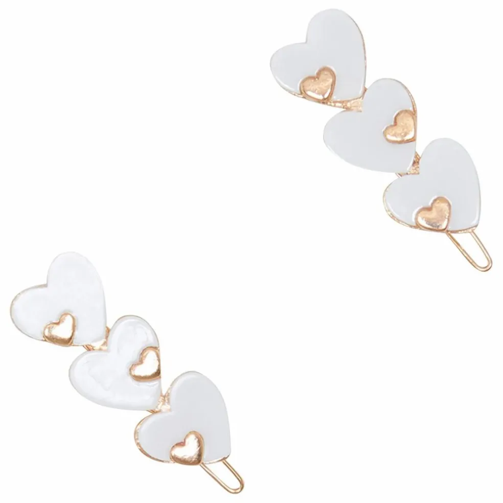 Lot de 2 Barettes Cœurs | Ecru