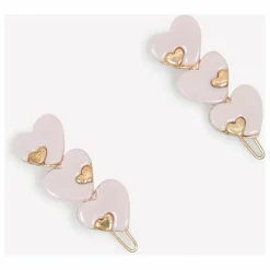 Lot de 2 Barettes Cœurs | Rose pâle