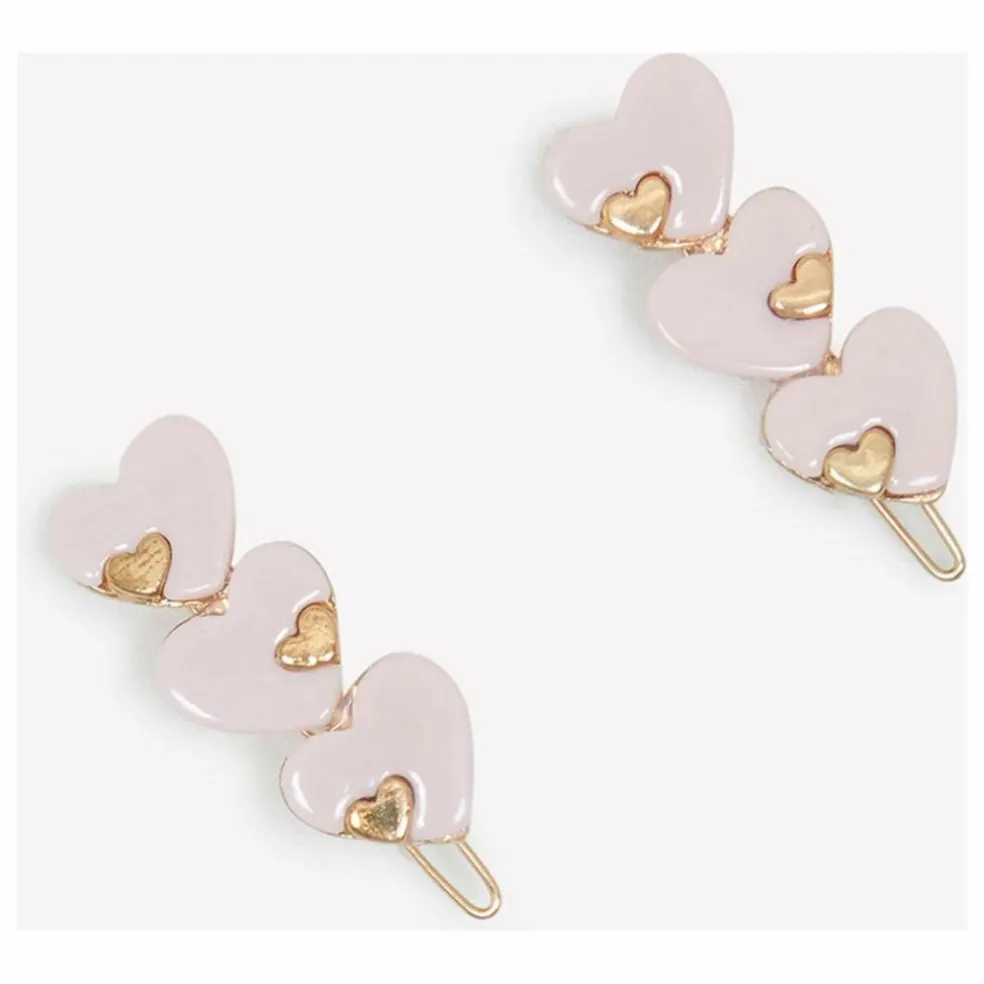 Lot de 2 Barettes Cœurs | Rose pâle