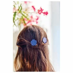 Lot de 2 Barettes Hibiscus Paillettes | Bleu roi